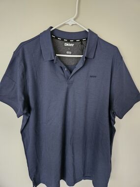 DKNY Men's Dark Blue Polo with Subtle Logo